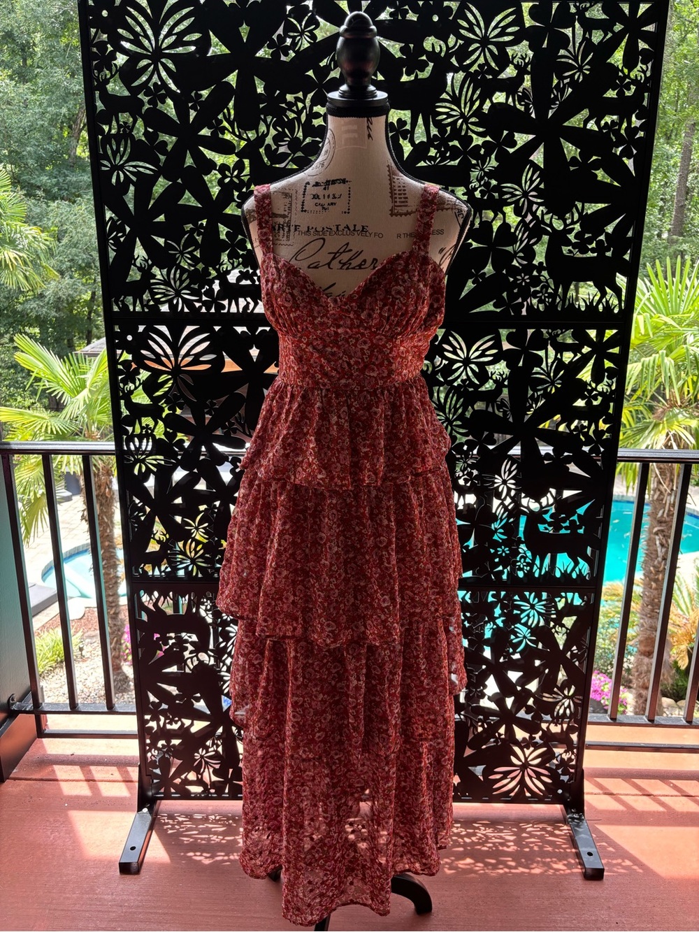Altar’d State Red Tiered Floral Maxi Dress - Women